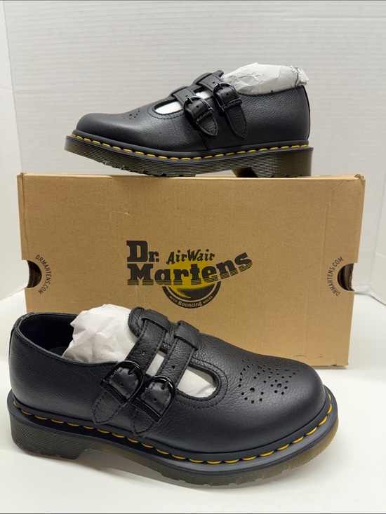 Dr. Martens Shoes - Dr Martens Virginia Leather Mary Jane Shoes Brougue 8065 Black New Womens Size 7